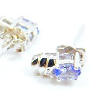 10K white gold Tanzanite diamond stud earrings.